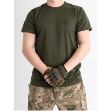 Футболка мужская CoolMax хаки с принтом ВСУ