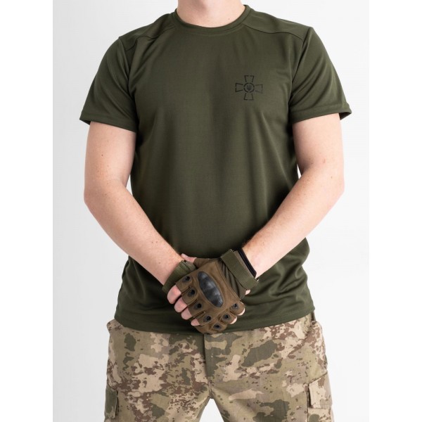 Футболка мужская CoolMax хаки с принтом ВСУ - 3573582