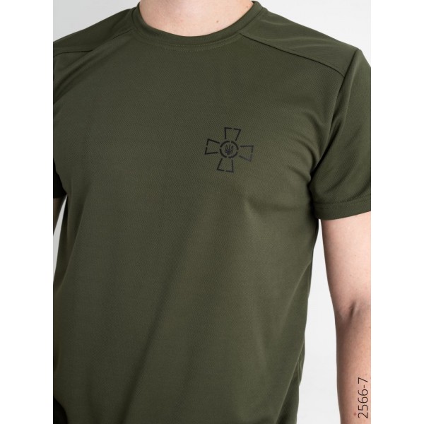 Футболка мужская CoolMax хаки с принтом ВСУ - 3573582