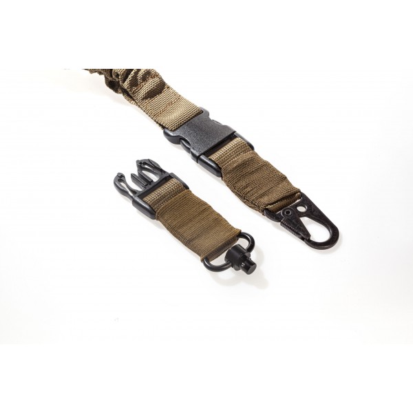 Збройовий 1-точковий тактичний ремінь FRAG з антабкою та карабіном койот - 3573356 Збройовий 1-точковий тактичний ремінь FRAG з антабкою та карабіном койот - 3573356
