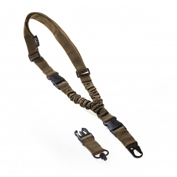 Збройовий 1-точковий тактичний ремінь FRAG з антабкою та карабіном койот - 3573356