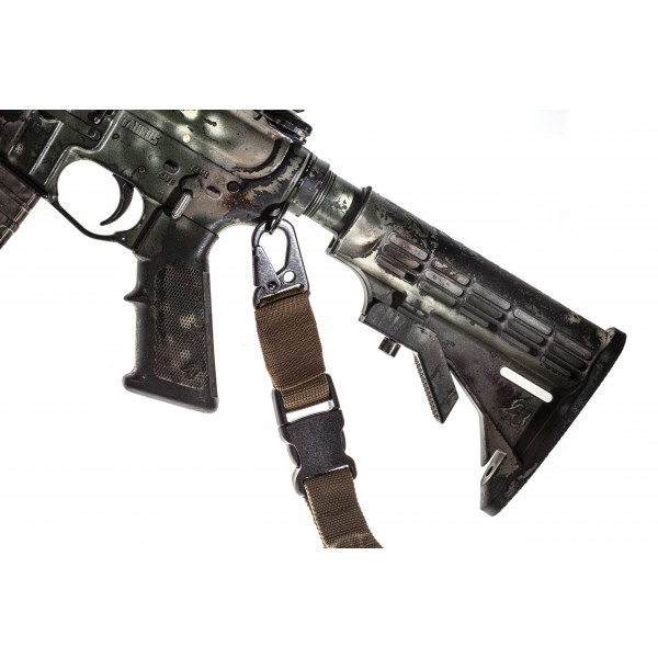 Збройовий 1-точковий тактичний ремінь FRAG з антабкою та карабіном койот - 3573356 Збройовий 1-точковий тактичний ремінь FRAG з антабкою та карабіном койот - 3573356