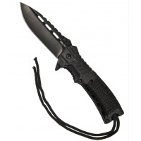 Ніж складаний з чорним шнуром з паракорду та кресало МІЛ ТЕК Німеччина