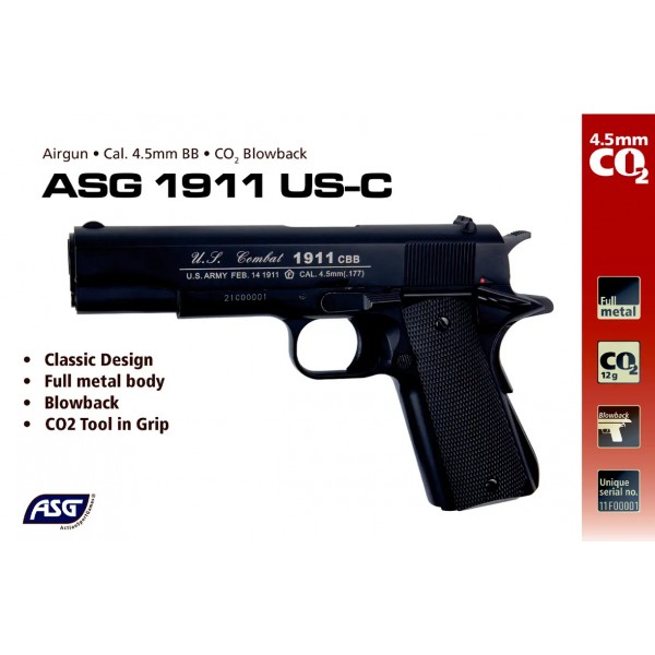 Пістолет пневматичний ASG US-C. Blowback. СО2 кал. 4,5 мм BB - 23704453 Пістолет пневматичний ASG US-C. Blowback. СО2 кал. 4,5 мм BB - 23704453