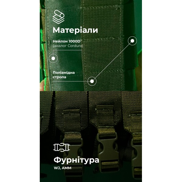 Бандольєра під 40-мм гранати «Пращ» (на 12 пострілів | Олива) ТМ Балістика - 103060402 Бандольєра під 40-мм гранати «Пращ» (на 12 пострілів | Олива) ТМ Балістика - 103060402