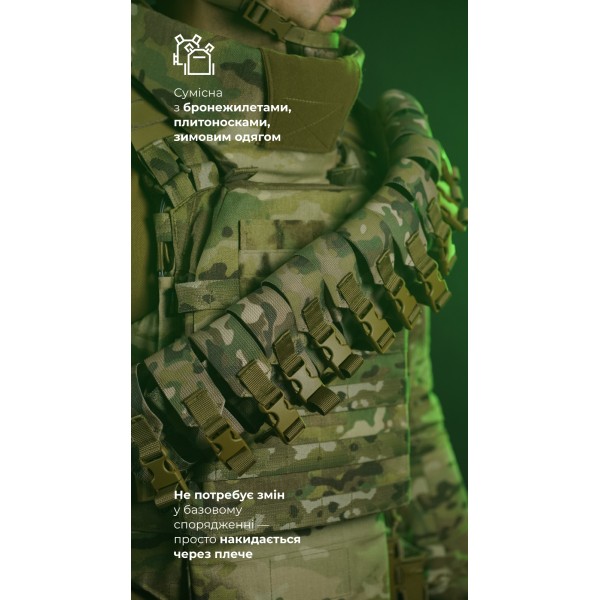 Бандольєра під 40-мм гранати «Пращ» (на 12 пострілів | Мультикам неоригінальний) ТМ Балістика - 103060404 Бандольєра під 40-мм гранати «Пращ» (на 12 пострілів | Мультикам неоригінальний) ТМ Балістика - 103060404