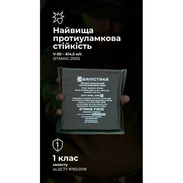 Балістичний пакет (1 клас | 15×15 см | 140 г | НВМПЕ ✡ Ізраїль) ТМ Балістика - 3572644
