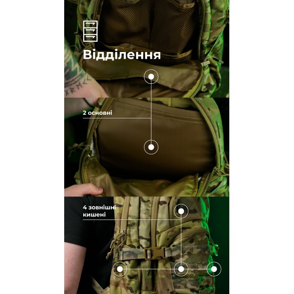 Тактический рюкзак “Р1М1” (26 л | Неоригинальный мультикам) ТМ Баллистика - 3574541