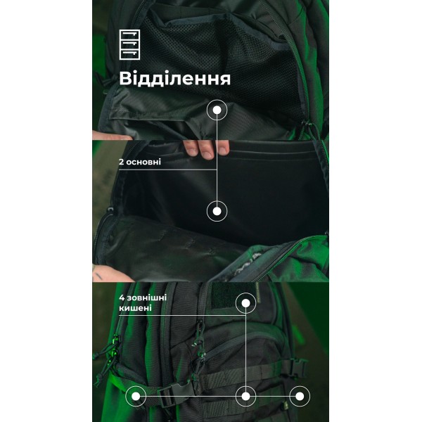 Тактический рюкзак “Р1М1” (26 л | Черный) ТМ Баллистика - 3574540 Тактический рюкзак “Р1М1” (26 л | Черный) ТМ Баллистика - 3574540