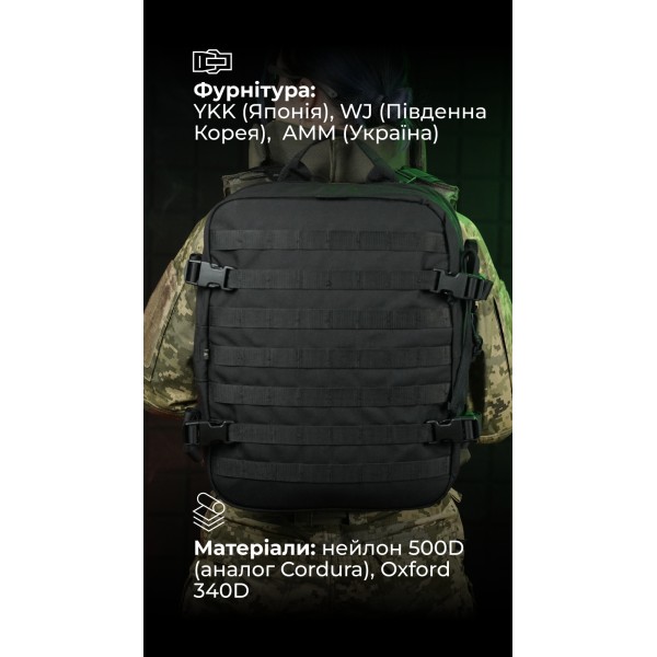 Медичний рюкзак "Ворожбит" (19 л | Чорний) ТМ Балістика - 106011206