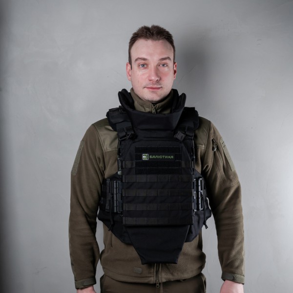 Полегшений бронежилет "Сармат" з балістичним протиуламковим пакетом 1 класу захисту (Чорний) - 3576432
