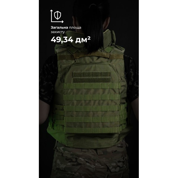 Женский бронежилет "Сармат" (1 класс защиты | под бронеплиты 25×30 см | Олива) ТМ Баллистика - 1070302