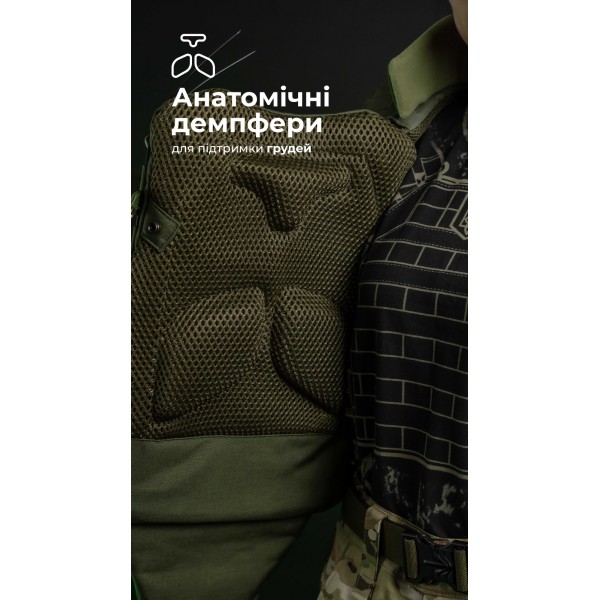 Женский бронежилет "Сармат" (1 класс защиты | под бронеплиты 25×30 см | Олива) ТМ Баллистика - 1070302