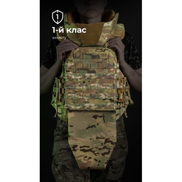 Жіночий бронежилет "Сармат" (1 клас захисту | під бронеплити 25х30 см | Мультикам неоригінальний) ТМ Балістика - 1070304