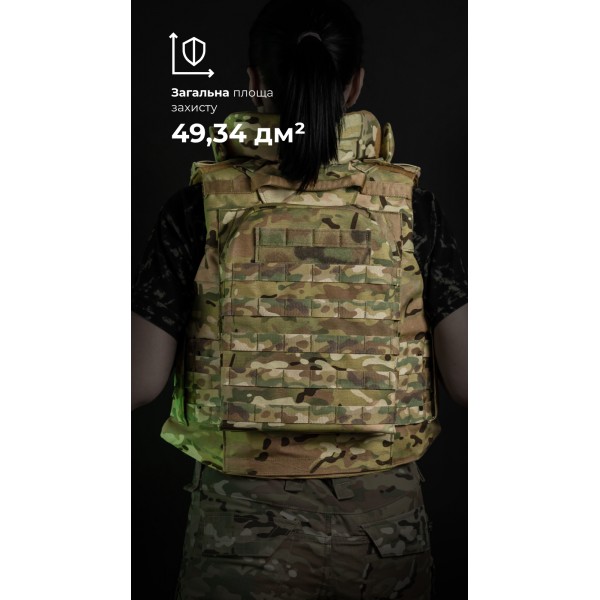 Жіночий бронежилет "Сармат" (1 клас захисту | під бронеплити 25х30 см | Мультикам неоригінальний) ТМ Балістика - 1070304
