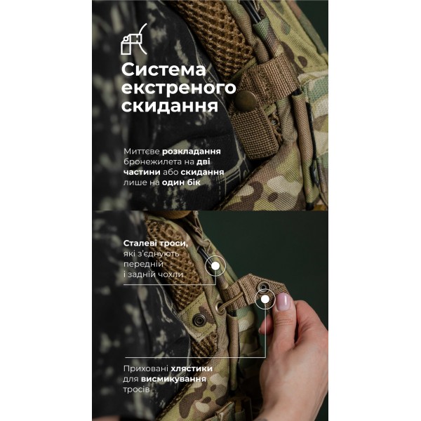 Жіночий бронежилет "Сармат" (1 клас захисту | під бронеплити 25х30 см | Мультикам неоригінальний) ТМ Балістика - 1070304