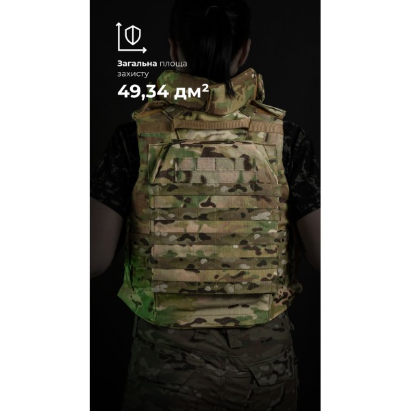 Жіночий бронежилет "Сармат" (1 клас захисту | під бронеплити 25х30 см | Мультикам) ТМ Балістика - 1070308