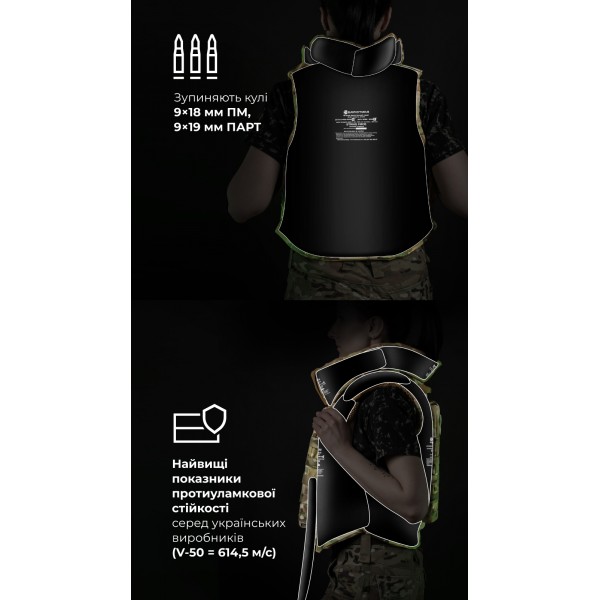 Жіночий бронежилет "Сармат" (1 клас захисту | під бронеплити 25х30 см | Мультикам) ТМ Балістика - 1070308