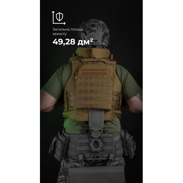 Бронежилет "Сармат" (S-L | 2 клас захисту | під бронеплити 25х30 см | Койот) ТМ Балістика - 1070401