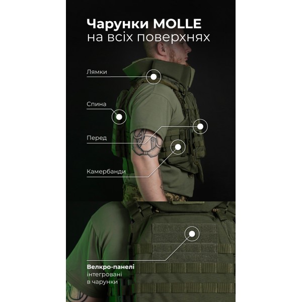 Бронежилет "Сармат" (S-L | 2 класс защиты | под бронеплиты 25х30 см | Олива) ТМ Баллистика - 1070402 Бронежилет "Сармат" (S-L | 2 класс защиты | под бронеплиты 25х30 см | Олива) ТМ Баллистика - 1070402