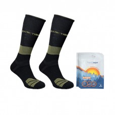 Комплект 2 пары зеленых носков трекинговых ЗИМНИХ 37-39 + 5 грелок для ног