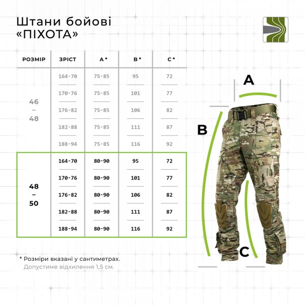 Штани бойові Піхота Балістика (Мультикам) р.48-50/170-176 - 1120501010201 Штани бойові Піхота Балістика (Мультикам) р.48-50/170-176 - 1120501010201