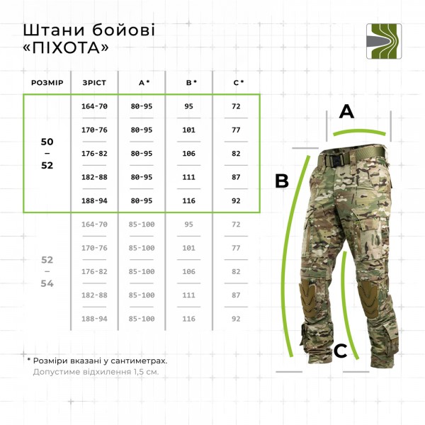 Штани бойові Піхота Балістика (Мультикам) р.50-52/182-188 - 1120501010303 Штани бойові Піхота Балістика (Мультикам) р.50-52/182-188 - 1120501010303