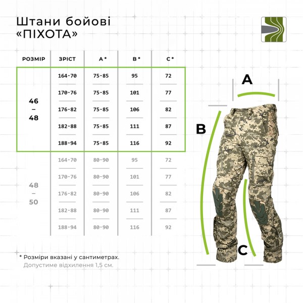 Штани бойові Піхота Балістика (ММ14) р.46-48/188-194 - 1120501020104 Штани бойові Піхота Балістика (ММ14) р.46-48/188-194 - 1120501020104