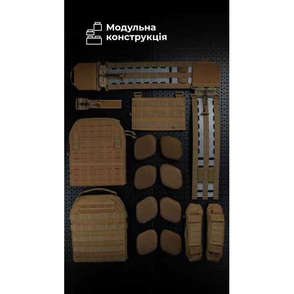 Чоловіча модульна плитоноска “М4” з жорсткими камербандами (M-XL | Під плити 25х30 см | Койот) ТМ Балістика - 13201020101 Чоловіча модульна плитоноска “М4” з жорсткими камербандами (M-XL | Під плити 25х30 см | Койот) ТМ Балістика - 13201020101
