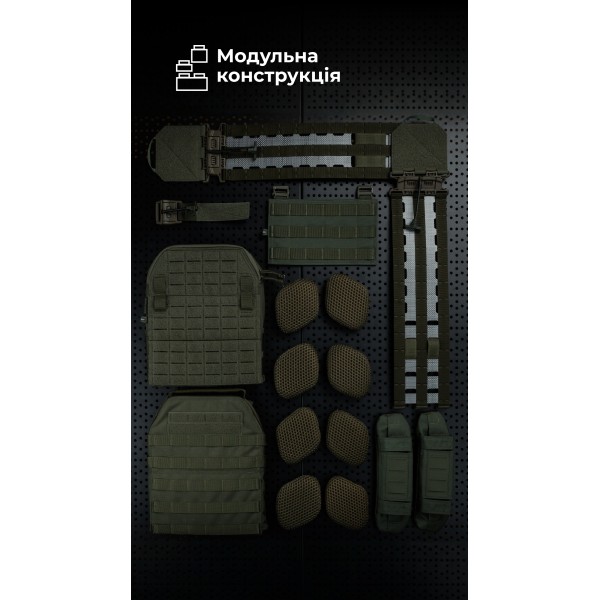 Чоловіча модульна плитоноска “М4” з жорсткими камербандами (M-XL | Під плити 25х30 см | Олива) ТМ Балістика - 13201020102 Чоловіча модульна плитоноска “М4” з жорсткими камербандами (M-XL | Під плити 25х30 см | Олива) ТМ Балістика - 13201020102