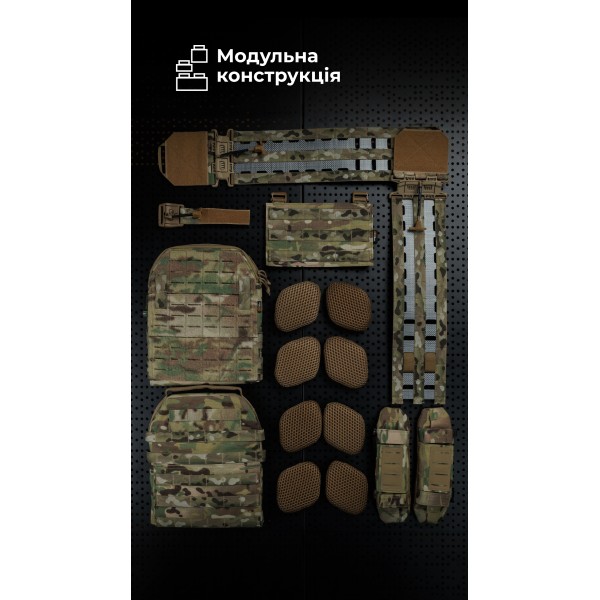 Чоловіча модульна плитоноска “М4” з жорсткими камербандами (M-XL | Під плити 25х30 см | Мультикам) ТМ Балістика - 13201020108 Чоловіча модульна плитоноска “М4” з жорсткими камербандами (M-XL | Під плити 25х30 см | Мультикам) ТМ Балістика - 13201020108