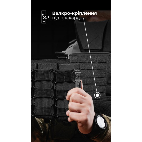 Чоловіча модульна плитоноска “М4” з жорсткими камербандами та захистом шиї (M-XL | 1 клас | Під плити 25х30 см | Чорний) ТМ Балістика - 1320103010601