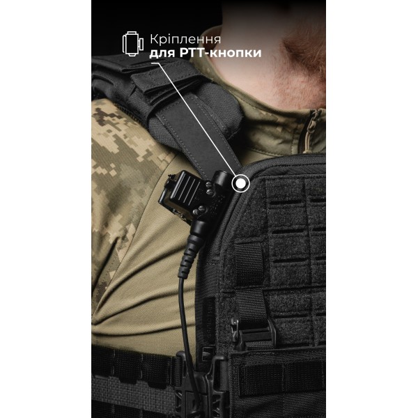 Чоловіча модульна плитоноска “М4” з жорсткими камербандами та захистом шиї (M-XL | 1 клас | Під плити 25х30 см | Чорний) ТМ Балістика - 1320103010601