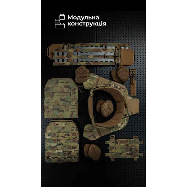 Чоловіча модульна плитоноска “М4” з жорсткими камербандами та захистом шиї (M-XL | 2 клас | Під плити 25х30 см | Мультикам неоригінальний) ТМ Балістика - 1320104010402 Чоловіча модульна плитоноска “М4” з жорсткими камербандами та захистом шиї (M-XL | 2 клас | Під плити 25х30 см | Мультикам неоригінальний) ТМ Балістика - 1320104010402