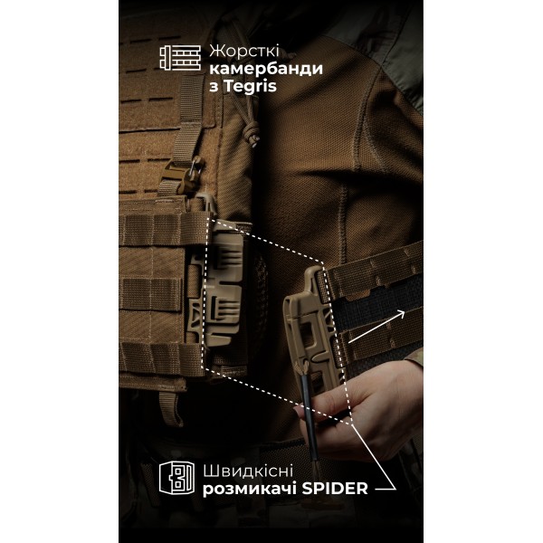 Жіноча модульна плитоноска “М4” з жорсткими камербандами (M-XL | Під плити 25х30 см | Койот) ТМ Балістика - 13202020101 Жіноча модульна плитоноска “М4” з жорсткими камербандами (M-XL | Під плити 25х30 см | Койот) ТМ Балістика - 13202020101