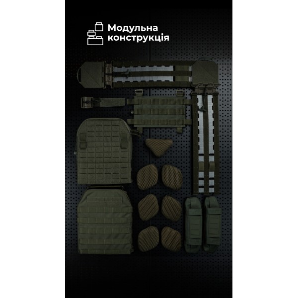 Жіноча модульна плитоноска “М4” з жорсткими камербандами (M-XL | Під плити 25х30 см | Олива) ТМ Балістика - 13202020102