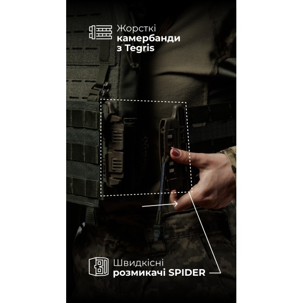 Жіноча модульна плитоноска “М4” з жорсткими камербандами (M-XL | Під плити 25х30 см | Олива) ТМ Балістика - 13202020102