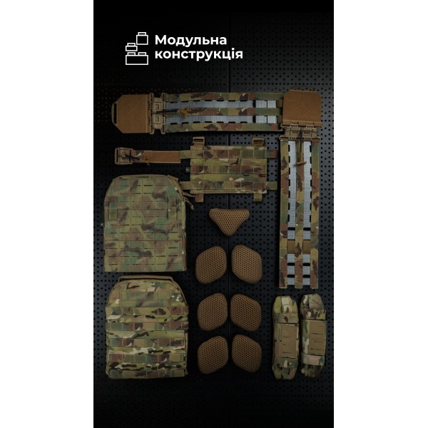 Жіноча модульна плитоноска “М4” з жорсткими камербандами (M-XL | Під плити 25х30 см | Мультикам неоригінальний) ТМ Балістика - 13202020104