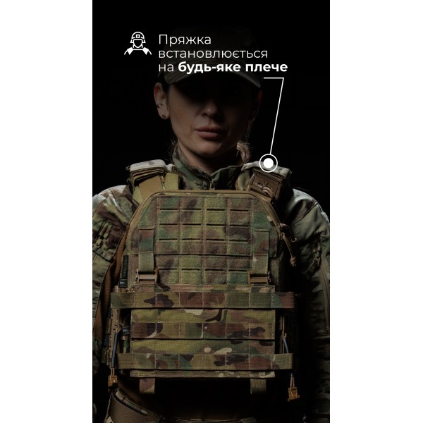 Жіноча модульна плитоноска “М4” з жорсткими камербандами (M-XL | Під плити 25х30 см | Мультикам неоригінальний) ТМ Балістика - 13202020104