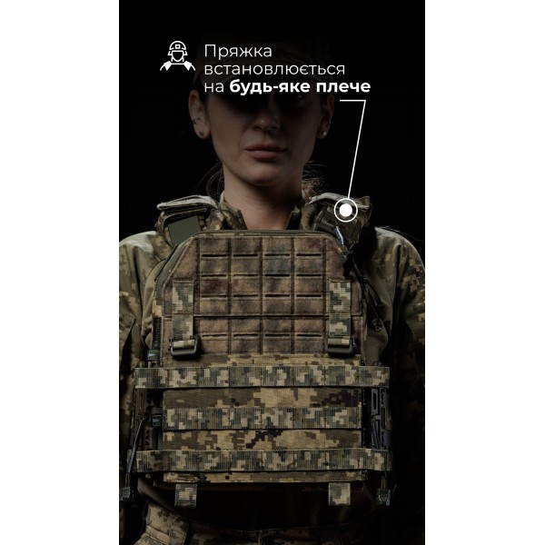 Жіноча модульна плитоноска “М4” з жорсткими камербандами (M-XL | Під плити 25х30 см | ММ14 “Піксель”) ТМ Балістика - 13202020107