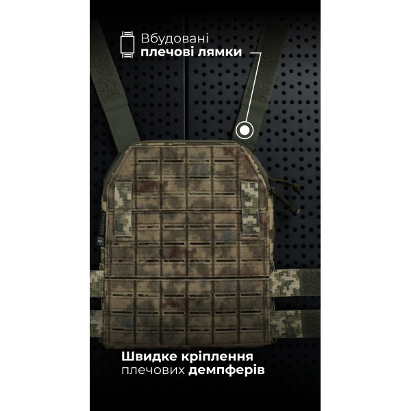 Жіноча модульна плитоноска “М4” з жорсткими камербандами (M-XL | Під плити 25х30 см | ММ14 “Піксель”) ТМ Балістика - 13202020107