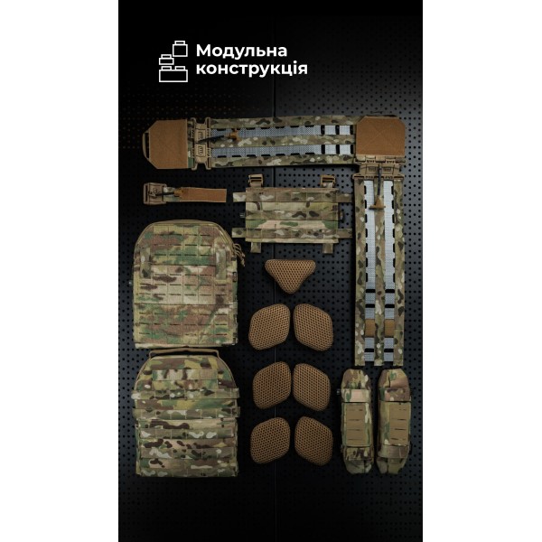 Жіноча модульна плитоноска “М4” з жорсткими камербандами (M-XL | Під плити 25х30 см | Мультикам) ТМ Балістика - 13202020108 Жіноча модульна плитоноска “М4” з жорсткими камербандами (M-XL | Під плити 25х30 см | Мультикам) ТМ Балістика - 13202020108