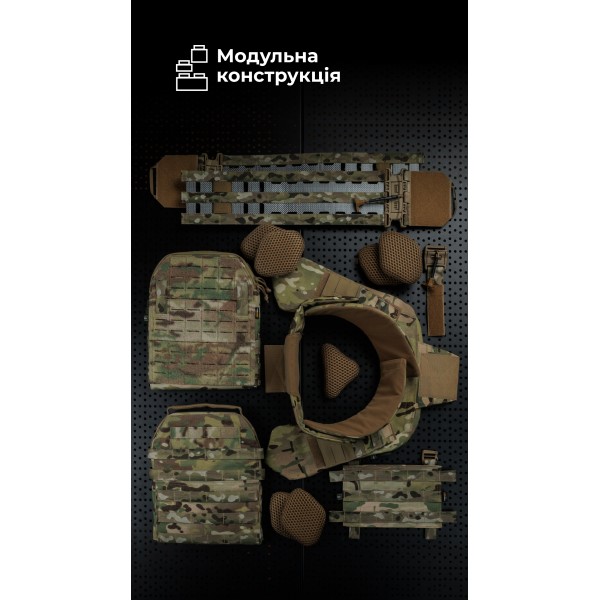 Жіноча модульна плитоноска “М4” з жорсткими камербандами та захистом шиї (M-XL | 2 клас | Під плити 25х30 см | Мультикам) ТМ Балістика - 1320204010802 Жіноча модульна плитоноска “М4” з жорсткими камербандами та захистом шиї (M-XL | 2 клас | Під плити 25х30 см | Мультикам) ТМ Балістика - 1320204010802