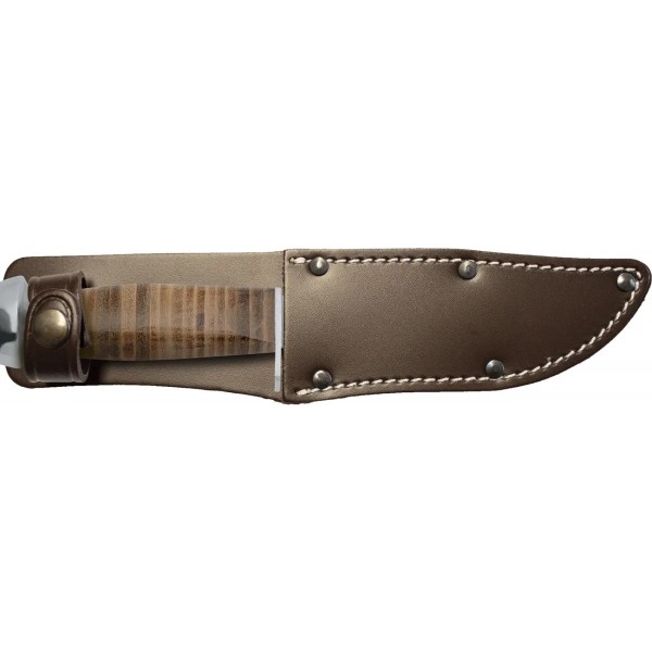 Нож Fox European Hunter 610/11, сталь - 420C, рукоятка - кожа/нержавеющая сталь 430, ножны - кожа, длина клинка - 118 мм, длина общая - 218 мм. - 3308394