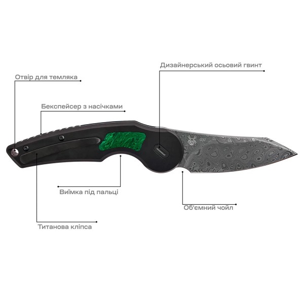 Ніж Fox Jupiter Titanium Malachite - 17530650 Ніж Fox Jupiter Titanium Malachite - 17530650