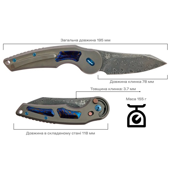 Нож Fox Jupiter Titanium Timascus - 17530651 Нож Fox Jupiter Titanium Timascus - 17530651