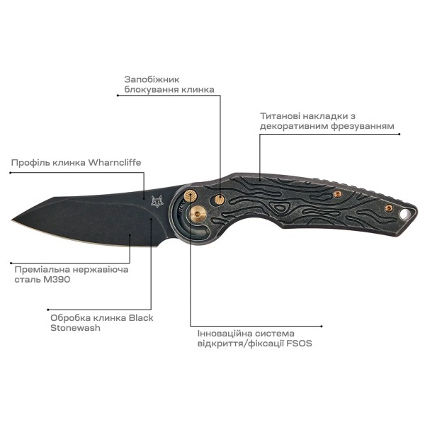 Нож Fox Jupiter Titanium PVD Stone Washed - 17530653 Нож Fox Jupiter Titanium PVD Stone Washed - 17530653