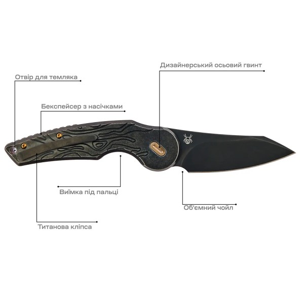 Нож Fox Jupiter Titanium PVD Stone Washed - 17530653 Нож Fox Jupiter Titanium PVD Stone Washed - 17530653