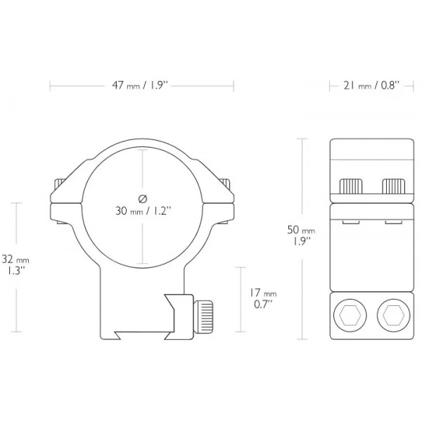 Кільця Hawke Match Mount. d - 30 мм. High. "Ластівчин хвіст" - Кільця Hawke Match Mount. d - 30 мм. High. "Ластівчин хвіст" -