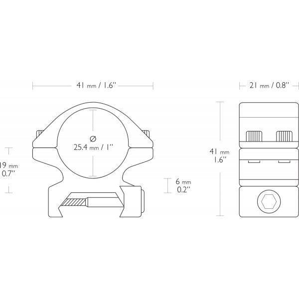 Кільця Hawke Match Mounts. d - 25.4 мм. Low. Weaver/Picatinny - 39860547